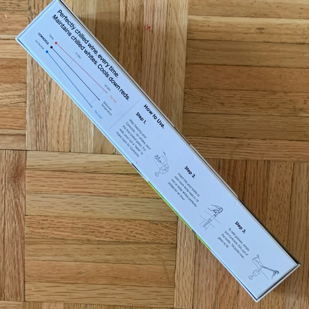 NIB Corkcicle Wine Chiller - UNUSED - Still in Box! Giftable Wino Party